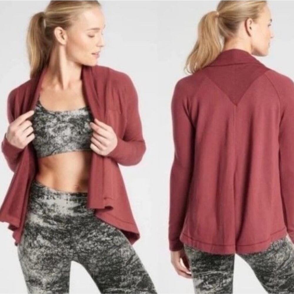 Athleta Nirvana Wear Two Ways Wrap‎ Cardigan Sweater Red 416969 Size XLT XL Tall